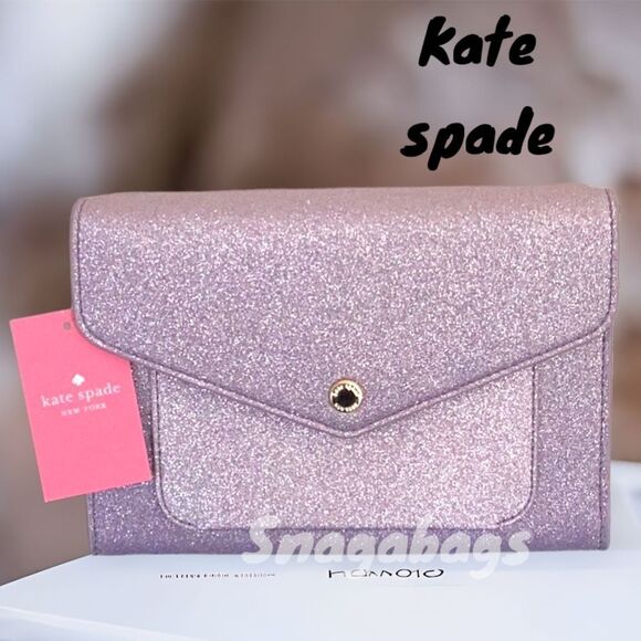 KATE SPADE NWT TINSEL FLAP SPARKLING GLITTER PURPLE CROSSBODY BAG - Picture 2 of 10